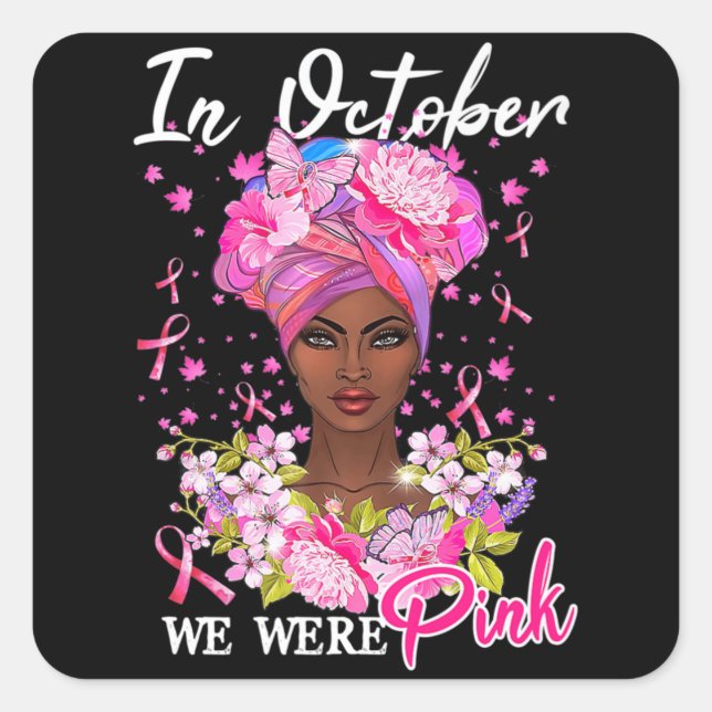 Adesivo Quadrado Sensibilização Para O Cancer Da Mama Em Outubro Ve (Frente)