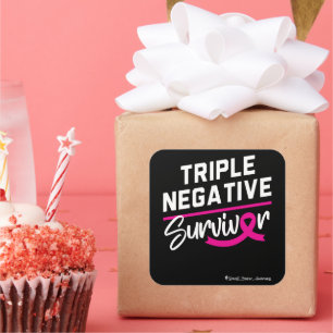 Adesivo Quadrado Sensibilização para o Cancer de Sobrevivência Nega