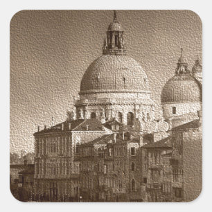 Adesivo Quadrado Sepia - Efeito de Papel Venice Grande Canal
