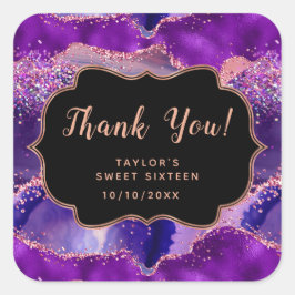 Adesivo Quadrado Sequências Rosa Púrpura Agate 16 Doce Obrigado