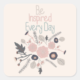Adesivo Quadrado Ser Inspirado Todos Os Dias Playful Tossed Flowers