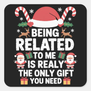 Adesivo Quadrado Ser Parente Meu Natal Divertido Família Xmas 