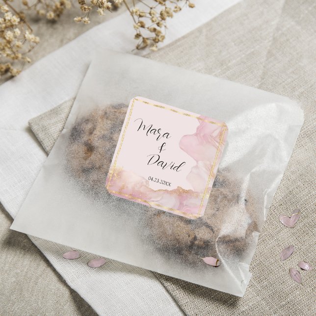 Adesivo Quadrado Seraphina Cor-de-água rosa e Dourada (Criador carregado)