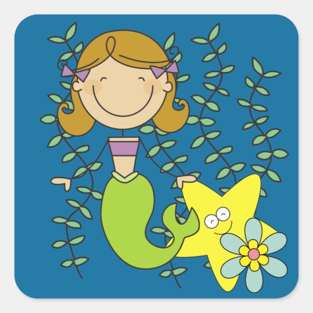 Adesivo Quadrado Sereia Brown Haired (Frente)