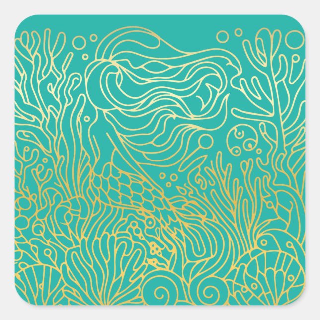 Adesivo Quadrado Sereia - Dourada (Frente)