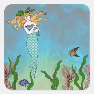 Adesivo Quadrado Sereia e selo