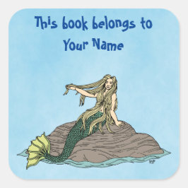 Adesivo Quadrado Sereia no Rocks Bookplate