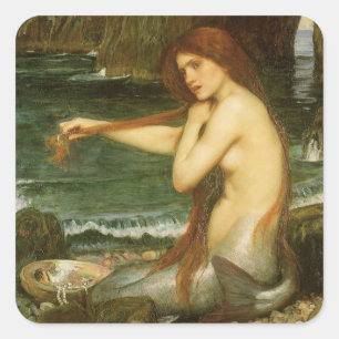 Adesivo Quadrado Sereia por John William Waterhouse