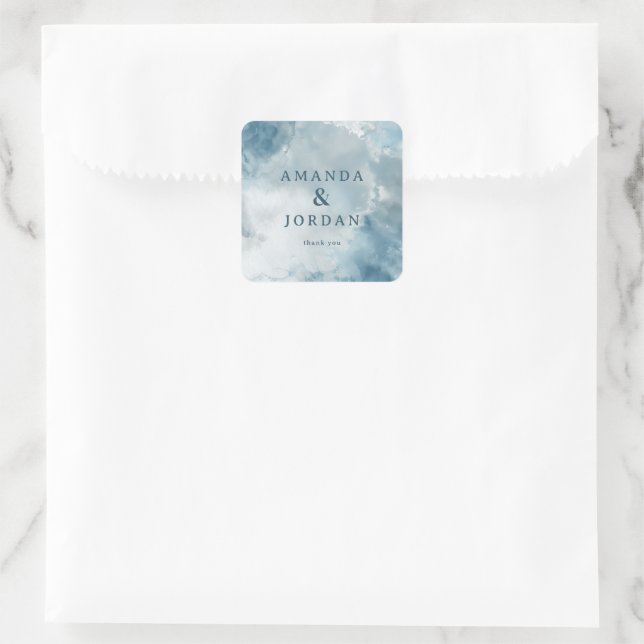 Adesivo Quadrado Serene Blue Watercolor Gratitude (Bolsa)