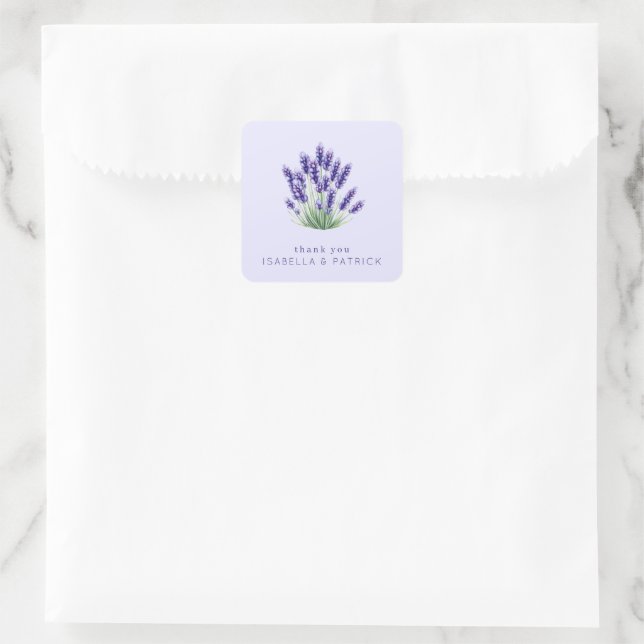 Adesivo Quadrado Serene Lavender Botanical Watercolor Bouquet (Bolsa)