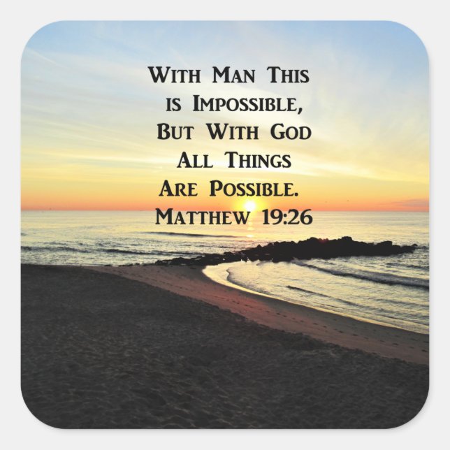 ADESIVO QUADRADO SERENE MATTHEW 19:26 SCRIPTURE SUNRISE (Frente)