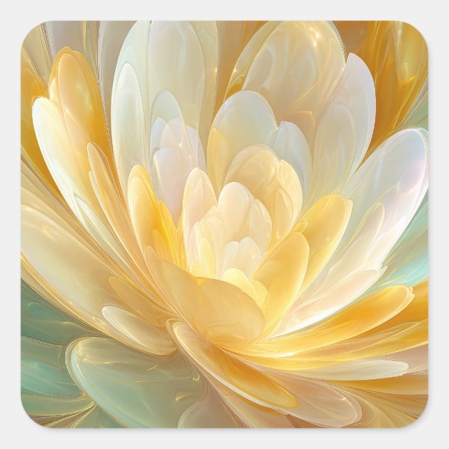 Adesivo Quadrado Serene Radiance of Golden and Aqua Petal Layers (Frente)