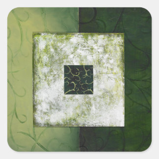 Adesivo Quadrado Serenidade - Poster de Arte Abstrato Verde
