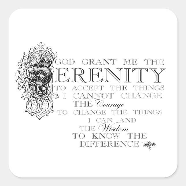 Adesivo Quadrado Serenity Prayer (Frente)