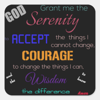 Adesivo Quadrado Serenity Prayer Stickers, Preto multicoloração