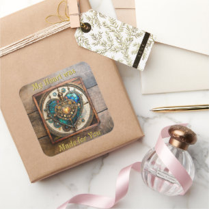 Adesivo Quadrado Série Coração de Vidro Manchado Dourado Steampunk