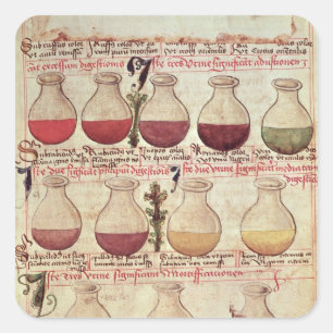 Adesivo Quadrado Série de flagons para a análise de urina