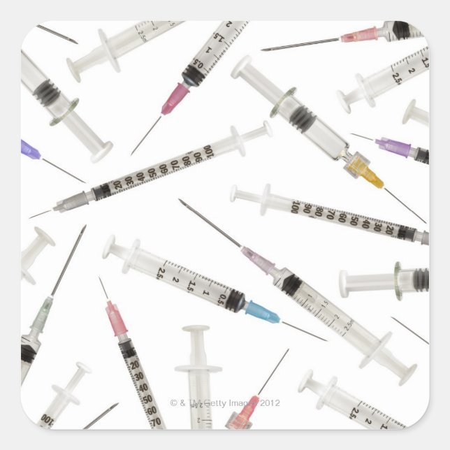 Adesivo Quadrado Seringas em vários tamanhos e (Frente)