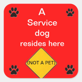 Adesivo Quadrado Service Dog Lives Here Sticker