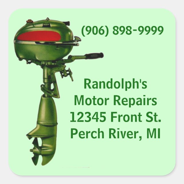 Adesivo Quadrado Serviço de Compro de Reparo de Motor de Saída do S (Frente)