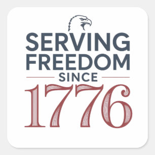 Adesivo Quadrado Serviço Liberdade Desde 1776 4 de Julho 250º Aniv