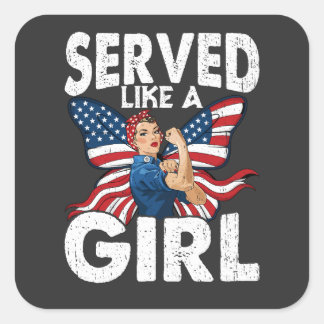 Adesivo Quadrado Serviu Como Uma Menina Veterana Militar Mulheres