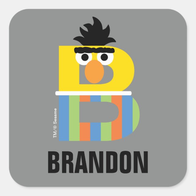 Adesivo Quadrado Sesame Street | B é de Bert (Frente)