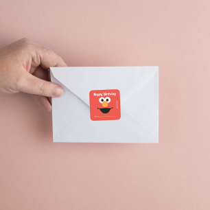 Adesivo Quadrado Sésame Street Elmo   Presente de - Aniversário