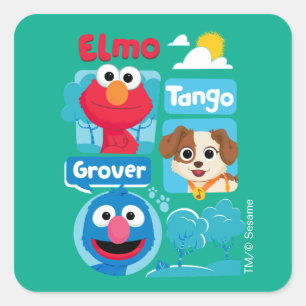 Adesivo Quadrado Sesame Street Elmo, Tango e Grover Gráfico do Pa