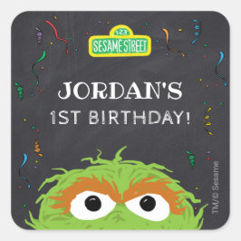 Adesivo Quadrado Sesame Street | Oscar Birthday Chalkboard