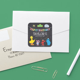 Adesivo Quadrado Sesame Street Pals Chalkboard Rainbow Aniversário