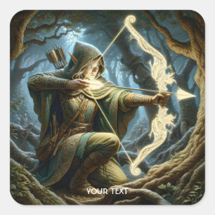 Adesivo Quadrado Seta de Arco Fantasy Cute Archer