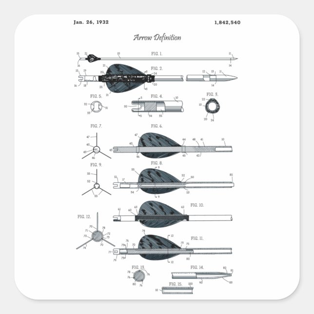 Adesivo Quadrado Seta de Definição de Arquivamento (Frente)