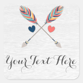 Adesivo Quadrado Setas Boêmicas Cruzadas Na Boca Rústica Da Madeira