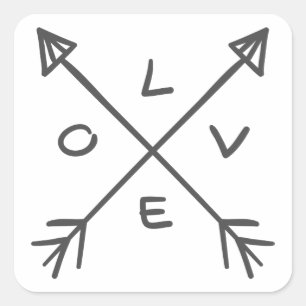 Adesivo Quadrado Setas de Amor Preto e Branco Casamento