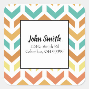 Adesivo Quadrado Setas Retro Chevron Orange Teal Return Address