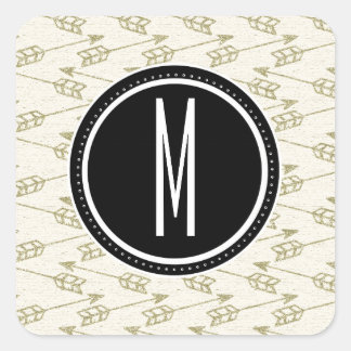 Adesivo Quadrado Setas Tribais | Monograma preto