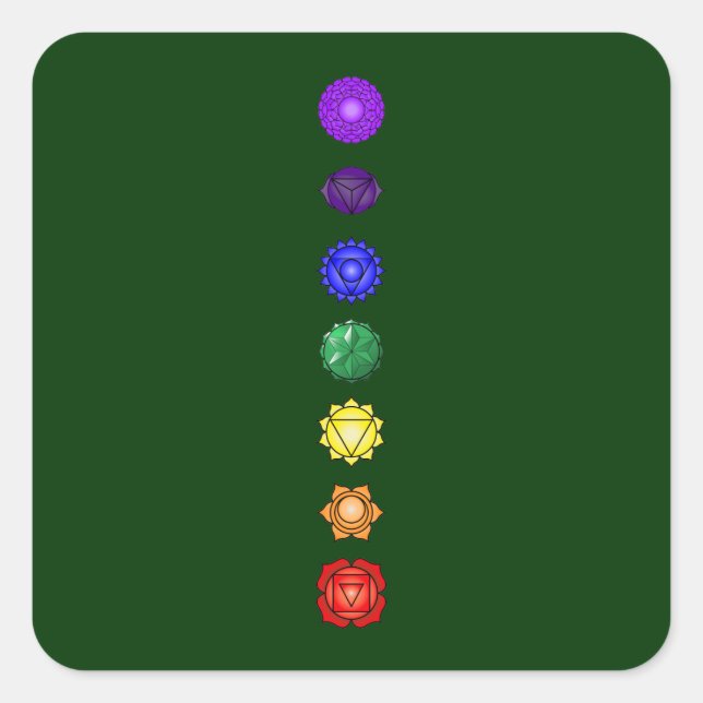 Adesivo Quadrado Sete chakras verticais (Frente)