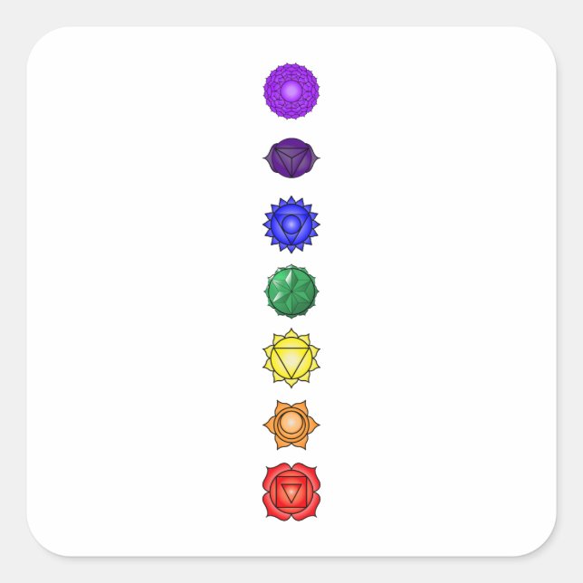 Adesivo Quadrado Sete chakras verticais (Frente)