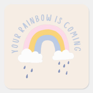 Adesivo Quadrado Seu Arco-Íris Está Chegando Saco De Presente