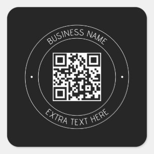 Adesivo Quadrado Seu código QR e texto editável   Preto e branco