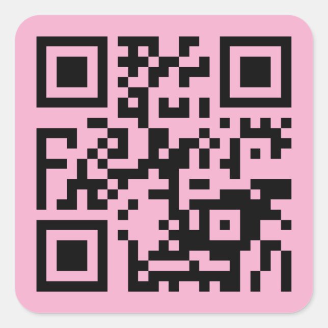 Adesivo Quadrado Seu Código QR em Rosa Claro (Frente)