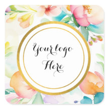 Seu logotipo aqui, aquarela floral