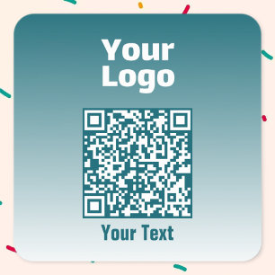 Adesivo Quadrado Seu logotipo com código QR editável e gradiente Om