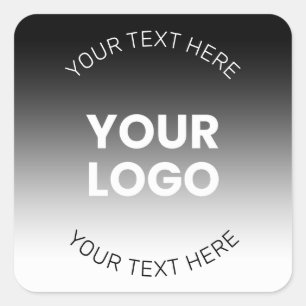 Adesivo Quadrado Seu Logotipo   Gradiente Preto e Branco Editável M