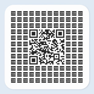 Adesivo Quadrado Seu logotipo / imagem em ladrilhos e código QR edi