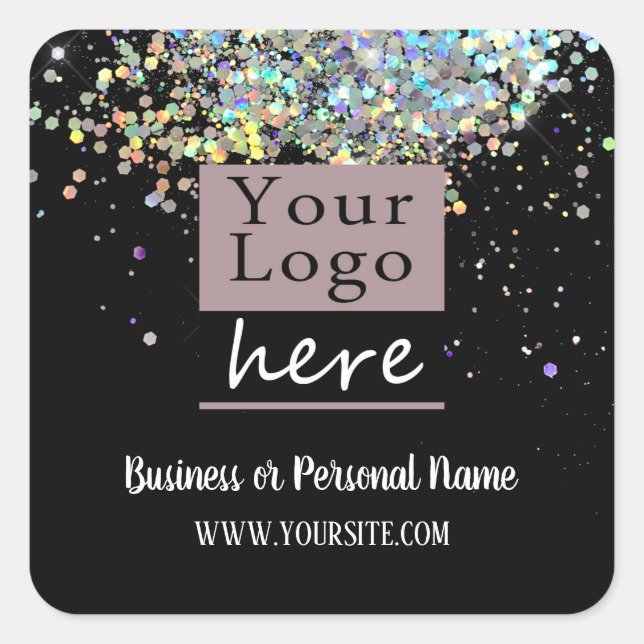 Adesivo Quadrado Seu logotipo para empresas personalizadas Rainbow  (Frente)