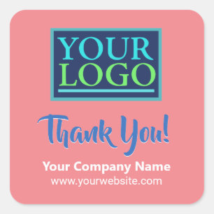 Adesivo Quadrado Seu Nome De Logotipo E Site Agradecemos Ao Promo P