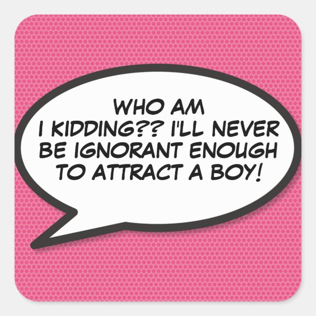 Adesivo Quadrado Seu Retrô de Diversão de Bolhas de Mensagem (Frente)