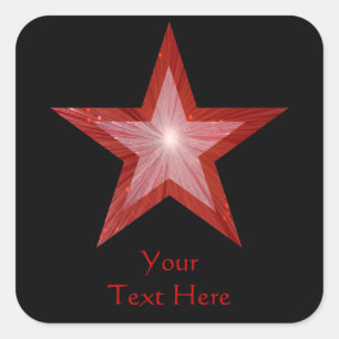 Adesivo quadrado 'Seu Texto' da Estrela Vermelha p